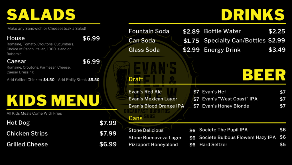 Evan's Deli & Brew Menu 3